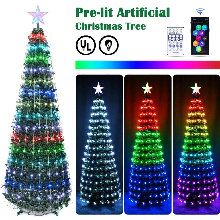 6 Ft Christmas Tree Decoration Light RGB LED String Lamp Bluetooth APP  Control and Remote Control 