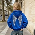 thumbnail image 2 of Linfrsh Girls Sequin Angel Wings Hoodies Trendy Long Sleeve Hooded Baggy Drawstring Sweat Fashion Casual Pullovers With Pockets(Blue,12-13 Years), 2 of 8