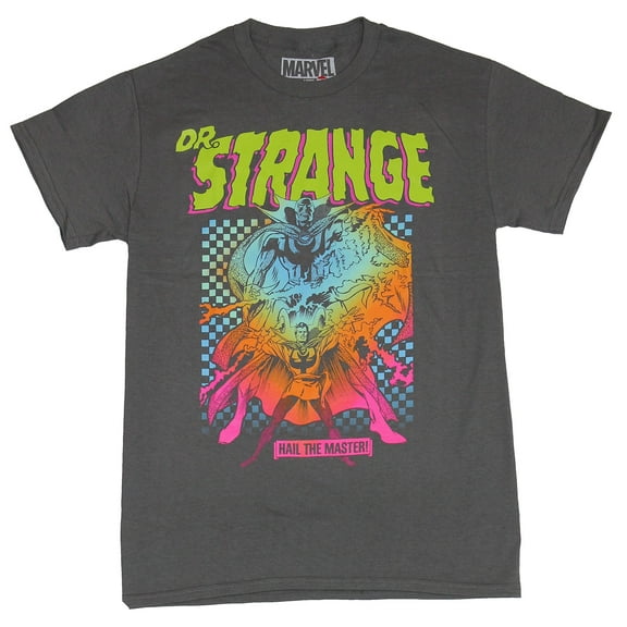Dr. Strange (Marvel Comics)Mens T-Shirt - Neon Styled Hail The Master Doctor (Small)