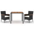 thumbnail image 4 of vidaXL Patio Dining Set with Cushions Outdoor Furniture Black Poly Rattan, 4 of 31
