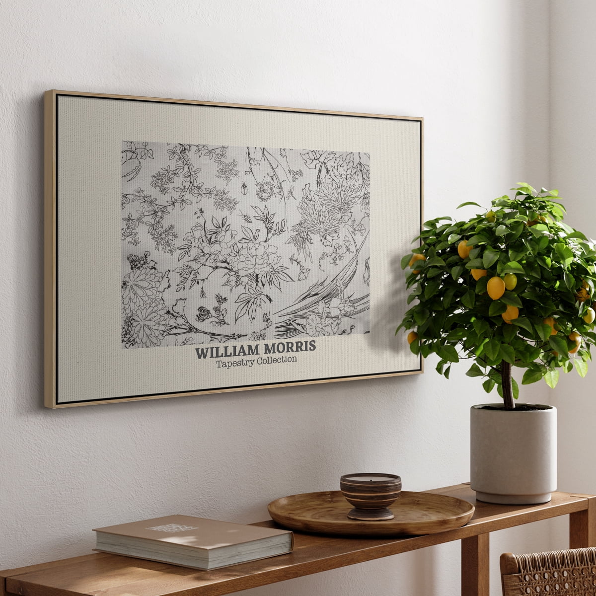 Vintage Abstract Print-LII Framed in Natural Wood Wood Gallery Wrapped Canvas 25 in. x 37 in.
