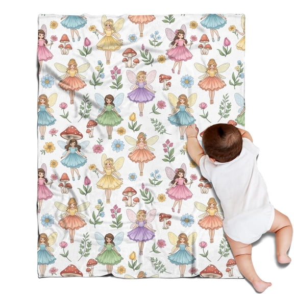 Colorful Fairy Flower Pattern Blanket,Comfortable Soft Flannel Throw Blanket,All Season,Warm Lightweight Blankets for Sofa Bed Couch Living Room Chair,30"x40"