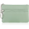 thumbnail image 1 of HUGFEGWE Women Coin Purse, Solid PU Lychee Pattern Zip Mini Coin Purse With Key Ring Portable Change Wallet Mini Coin Pocket for Women Double Zipper Card Holder Wallet, Fantasy Green, AZ824-9702, 1 of 7