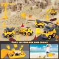 thumbnail image 5 of VKZON Construction Sensory Bins Playset, Magnetic Sandbox Play Sand Kit w/ 2lbs Magic Sand Toy, Crane, 4 Construction Vehicles,Worker Figure Beach Sand Toys Building Castle for Toddlers 2 3 4-8 Years, 5 of 7