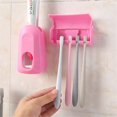 thumbnail image 3 of Útil juego de soporte para cepillos de dientes montado en la pared de plástico para baño y hogar (rosa), 3 of 6