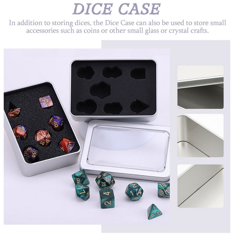 Iron Dice Case Square Dice Organizer Dice Packing Case Dice Container with Foam Liner, Size: 4.33 x 3.15 x 1.57