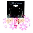 thumbnail image 2 of Flower Dangle-Earrings Pink & White Colored #LQE4303, 2 of 2