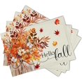 thumbnail image 2 of Hello Fall Placemat Set of 4, 12x18 Inch Farmhouse Orange Autumn Maple Leaves Floral Linen Washable Heat Resistant Table Mats for Dinner Party Picnic Seasonal Decoration, 2 of 7