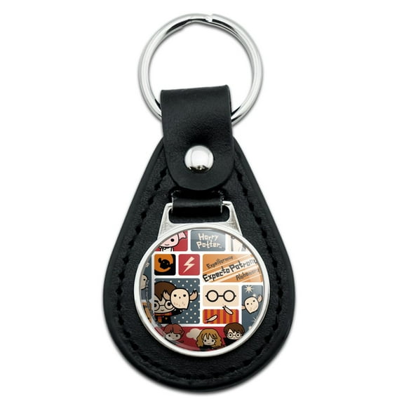 Black Leather  Harry Potter Cute Chibi Pattern Keychain