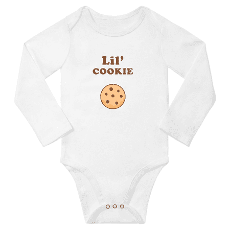 

Cut Baby Long Jumpsuit Lil Cookie Food Funny Long Bodysuit (White 3-6 Months)