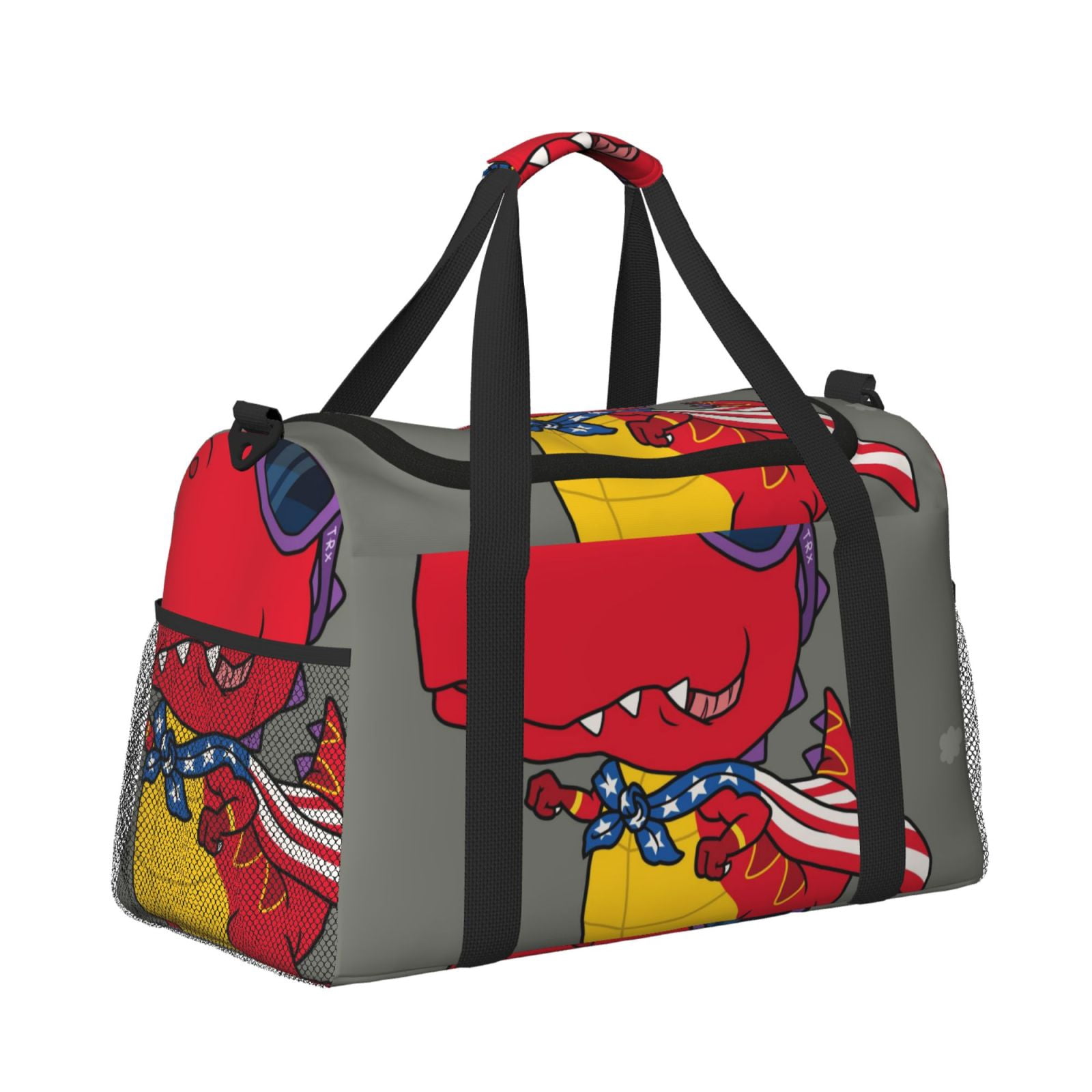 Fuzoiu Dinosaur Super Hero Cartoon Print Travel Duffle Bag,Carry On Tote Bags,Duffel Bag,Sport Gym Bag, Hospital Bag for Labor and Delivery, Overnight Bag,Luggage Bag