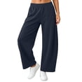 thumbnail image 2 of CFLVAEK Sweatpants Women Barrel Wide Leg Baggy Lounge Pants with Pockets Casual Elastic Waist Workout Sweat Pant Navy XL, 2 of 9