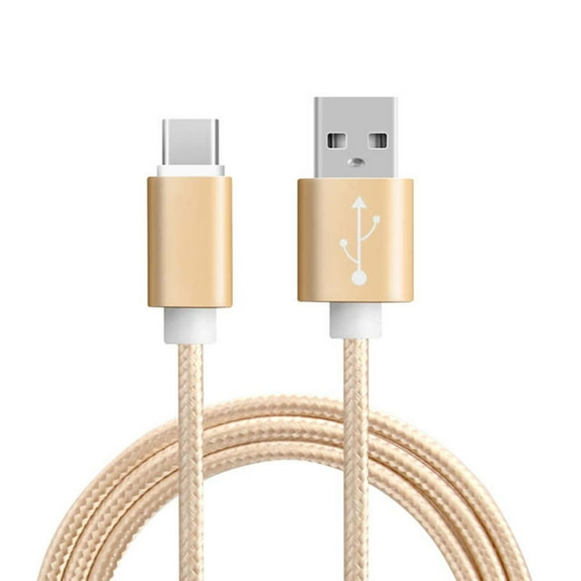kurtrusly 1 Meter Type-C Woven Mobile Phone Data Cable Charging Line Cord 2 in 1 Fast Charging Data Transfer