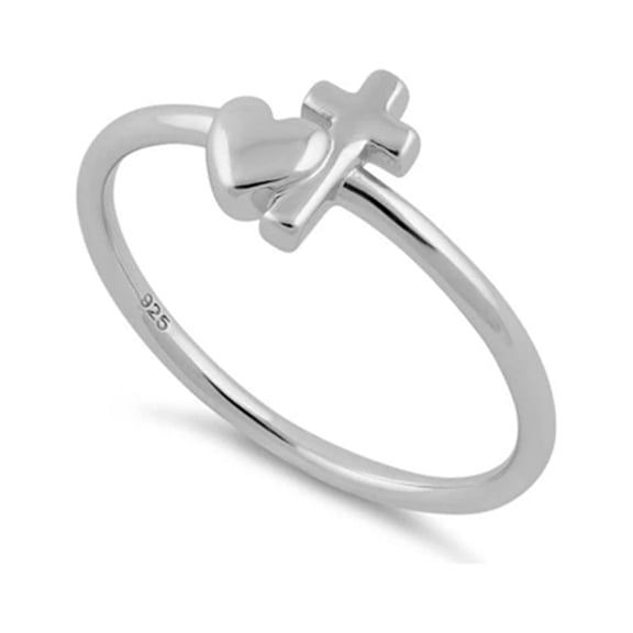 925 Sterling Silver Oxidized Platinum Plated Heart Cut Semi Band Women Valentines Day Gifts Ring