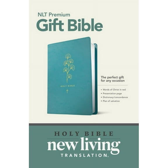 NLT Premium Gift Bible, New Living Translation, Words of Christ in Red, Teal Leather-Like Cover