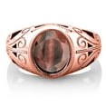 thumbnail image 3 of Gem Stone King 4.00 Ct Oval Red Tiger Eye 18K Rose Gold Plated Silver Dad Father's Day Gift Men'sRing, 3 of 5