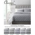 thumbnail image 5 of Chezmoi Collection Milo 3-Piece Soft Cooling Bamboo Fiber Cross-Stitch Quilted Coverlet Set (King, Light Gray), 5 of 5