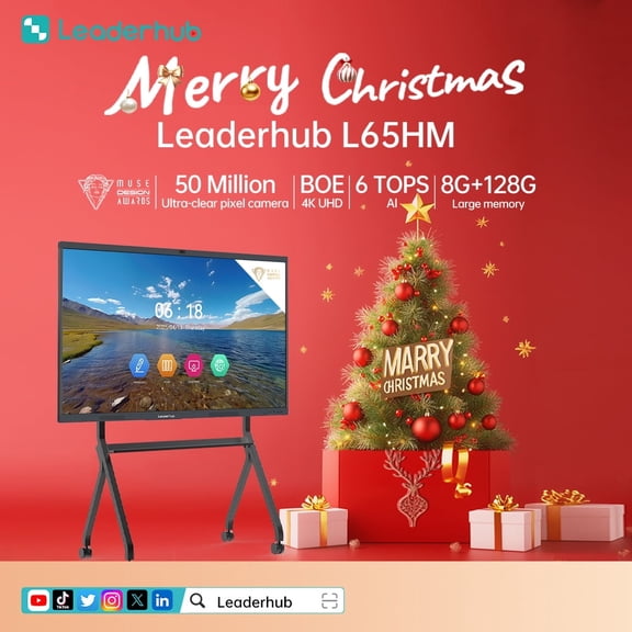Leaderhub L65HM 65 inch 4K 8G 128G  Displays, Interactive Touch for Classroom Conference ​Meeting With Stand