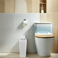 thumbnail image 1 of HONMEET Plastic Bathroom Trash Can with Swing Lid Space Saving Slim Design White Garbage Bin, 1 of 8