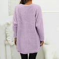 thumbnail image 4 of Long Sweaters for Women Cozy Fuzzy Sweater Fleece Sherpa Pullover Fall Crewneck Sweatshirt With Pocket Light Purple 2XL, 4 of 6