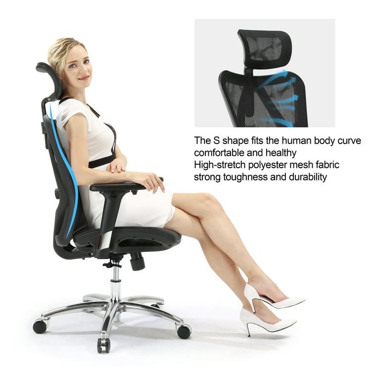  SIHOO M57 Ergonomic Office Chair with 3 Way Armrests Lumbar  Support and Adjustable Headrest High Back Tilt Function Black : Home &  Kitchen