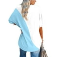 thumbnail image 5 of HADST Women Short Sleeve T-Shirts Relaxed Fit Casual Blouses Summer Color Block V-Neck Plus Size Top S-5XL, 5 of 6