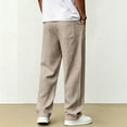thumbnail image 3 of Pants Breathable Straight-Leg Trousers for Men Linen Pants Summer Beach Casual Palazzo Pants, 2XL, 3 of 3