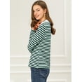 thumbnail image 4 of Blusa de rayas Allegra K Peter Pan Verde XS para mujer, 4 of 6