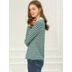 thumbnail image 4 of Blusa de rayas Allegra K Peter Pan Verde XS para mujer, 4 of 6