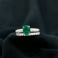 thumbnail image 2 of Rosec Jewels Certified Lab Grown Emerald Bridal Ring Set for Women - Oval Engagement Ring with Wedding Band - AAAA Quality, 18K White Gold, US 6.50, 2 of 8