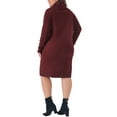 thumbnail image 3 of Vestido de suéter mini de manga larga de cuello alto para mujer de tallas grandes Agnes Orinda 1X Burdeos, 3 of 6