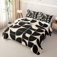 thumbnail image 3 of Castle Fairy Mid Century Quarter Arc Quilt King 3 Pieces,Minimalist Square Block King Coverlet Set,Black Cream,1 Bedspread and 2 Pillowcases, 3 of 7