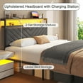 thumbnail image 3 of Fluest Queen Bed Frame with 2-Tier Storage Headboard, USB Port and LED Light, 2 Storage Drawers, Gray, 3 of 7