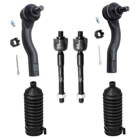 Detroit Axle - Front 6pc Suspension Kit for 2010-2012 Ford Fusion, 11-12 Lincoln MKZ, 10-11 Mercury Milan, 4 Tie Rods 2 Boots   Bellows 2010 2011 2012 Replacement