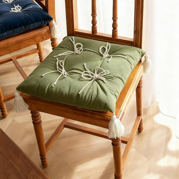 Cojín cuadrado engrosado para silla - 16,92x16,92 pulgadas - Amortiguador antideslizante para comedor y salón - Fibra de poliéster - Azul, verde, café, negro