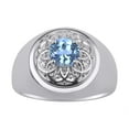 thumbnail image 1 of RYLOS Men's Rings Sterling Silver Designer Gypsy 7MM Round Gemstone & Diamond Ring Blue Topaz December Birthstone Size 12, 1 of 6