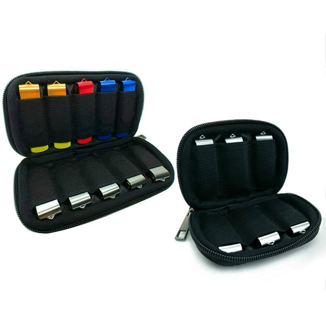 USB Flash Drive Case, USB Holder Electronic Accessory Organizer 10 Capacites, Soft Storage Bag for Zip Drive/Thumb Drive/Jump Drive (Not Included ) (Black Big + Small)