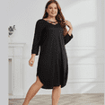 thumbnail image 3 of Women Plus Size Dress Soft V Neck Short Sleeve Dress with Elastic Fashion Oversize Short Dress Black, 3 of 7
