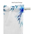 thumbnail image 5 of Modern Abstract Flower Linen Curtain Valance for Bedroom/Bathroom/Kitchen/Office/Living/Dining Room Windows,Pastoral Blue Watercolor Leaves Pocket Topper Drapes Decorative Cafe Drapery Panel 42x12, 5 of 6