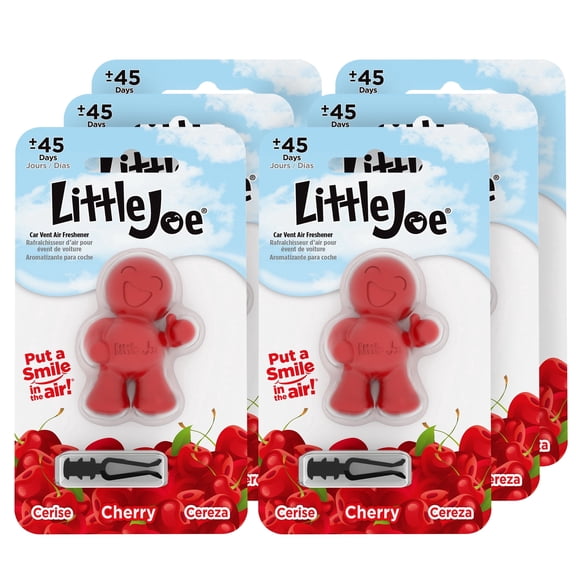 Little Joe 96407-6PK Cherry Scent Car Air Freshener Clips to A/C Air Vent Uses Alcohol-Free Fragrance Oil is Non-Hazardous and Non-Toxic Plastic, Pack of 6