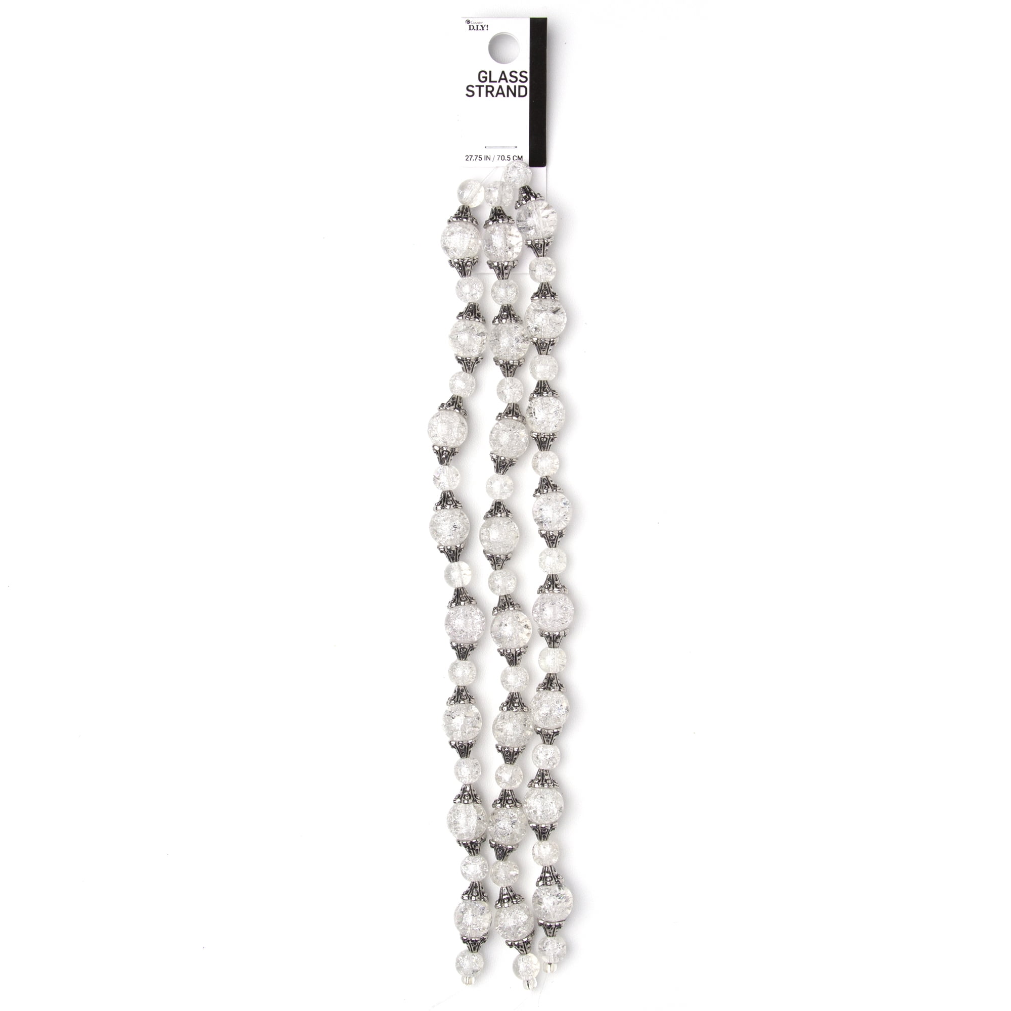 Cousin DIY Glass Clear Crackle Beads with Caps Strand, Unisex, 99 Pieces