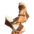 thumbnail image 4 of Trendy Suede Wedge Sandal for Women Open Toe Espadrille Heels Dressy Strappy Non-Slip Slides Platform Shoes, 4 of 9