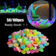 thumbnail image 3 of 50Pcs Pebbles Stone Glow In The Dark Decor For Aquarium Fish Tank Garden, 3 of 5