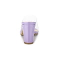 thumbnail image 2 of BLISSFUL STEP Women's Clear Point Toe High Block Heel Mules Slides Sandals Purple 6, 2 of 7