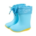 thumbnail image 2 of BGZLEU Toddler Rain Boots with Handles - Girls baby Kids Waterproof Shoes Boys Rain Boots Lightweight Adorable Cute Solid Rubber mud boots (Blue, Size 25）, 2 of 3