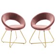 thumbnail image 1 of Side Dining Chair, Set of 2, Pink Gold, Velvet, Modern Contemporary, Kitchen Room Cafe Bistro Restaurant Hospitality, 1 of 8