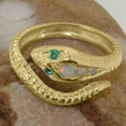 thumbnail image 4 of LBG British Made 10k Yellow Gold Womens Ring Natural Opal & Emerald Band Ring - 33 size options - Size 7.5, 4 of 6