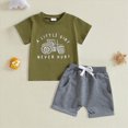 thumbnail image 2 of Boys Summer Outfits Toddler Baby Boy Summer Clothes Funny Letter T Shirt Elastic Waist Pockets Shorts Set 2 Piece Outfit, 2 of 4