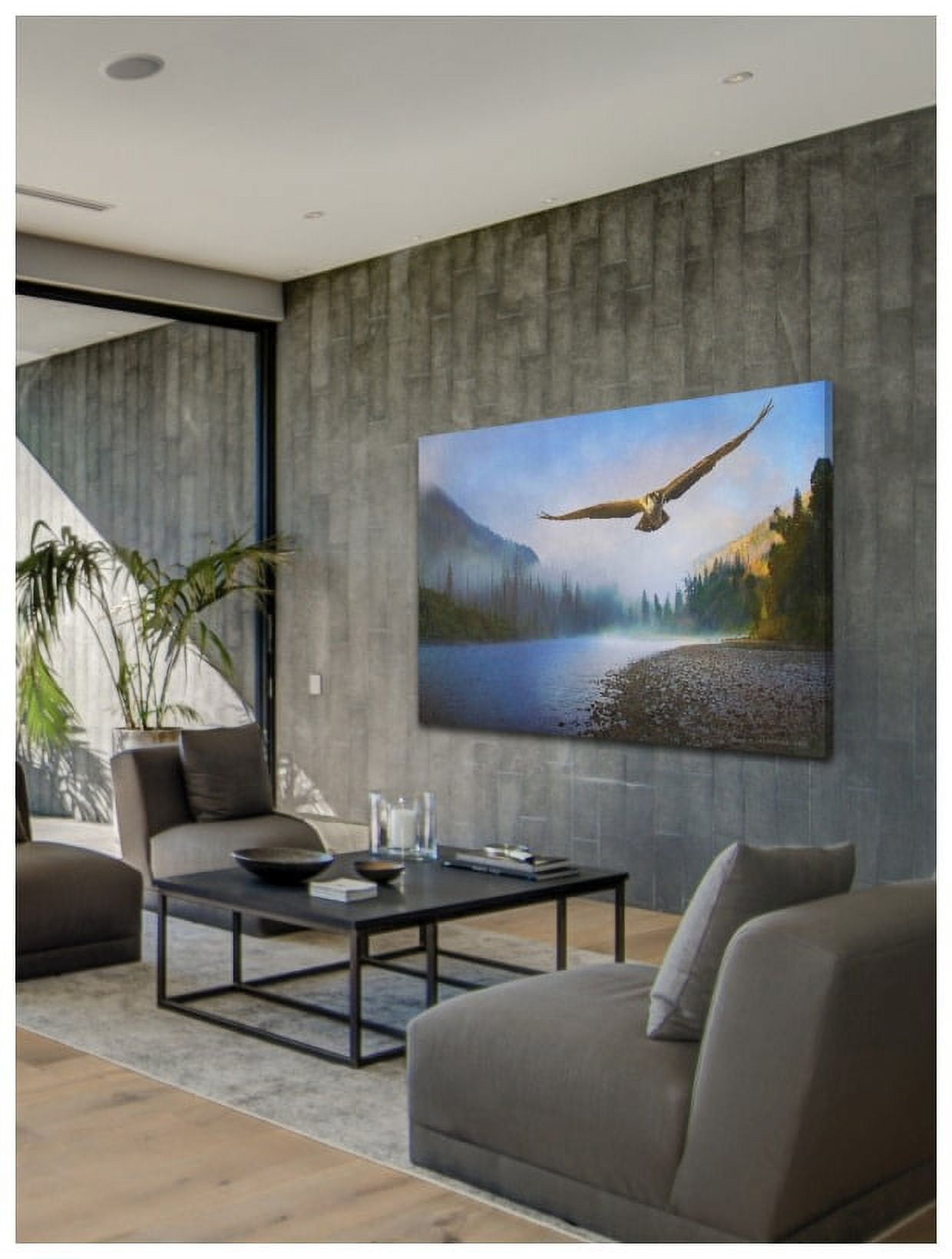"Foggy River Osprey" Painting Print on Wrapped Canvas