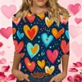 thumbnail image 1 of RKSTN Valentines 3/4 Sleeve Tops for Women Oversized Crewneck Valentine's Day Graphic Printed Short Sleeve T Shirt Womens Casual Round Neck Loose Comfy Loves Heart Print Three Quarter Sleeve Shirts, 1 of 6